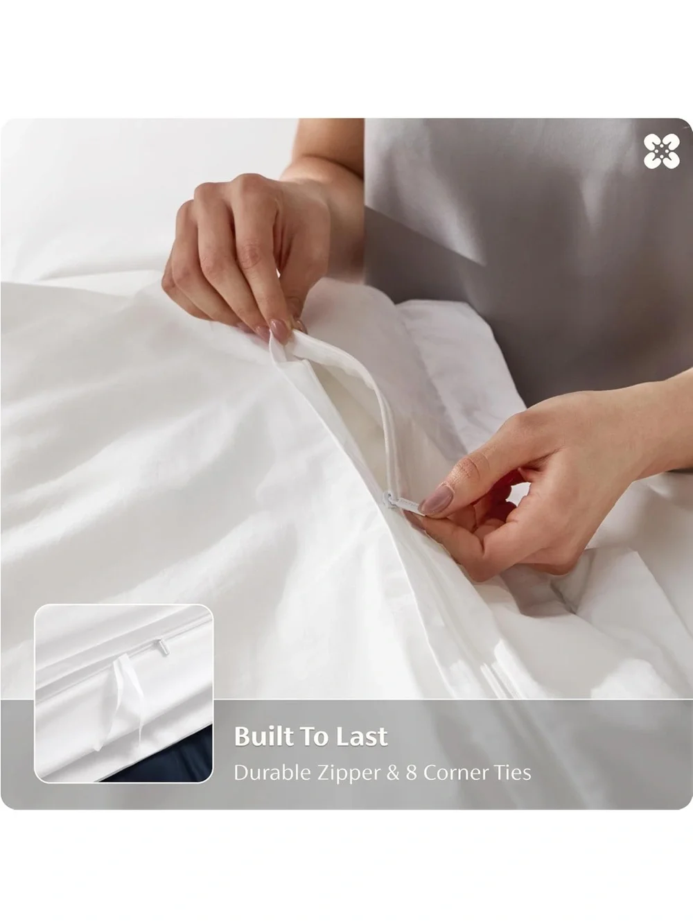 NEW Bedsure PureWoven 100% Cotton Percale Duvet Cover King, Navy Blue Frame
